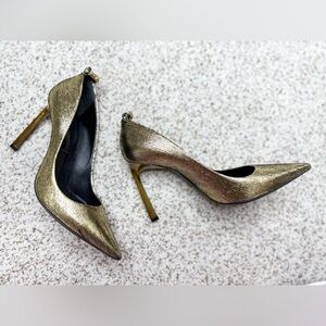 Lanvin Pumps Gold Lizard Print Leather With Crystal Decoration Heels Pumps 37